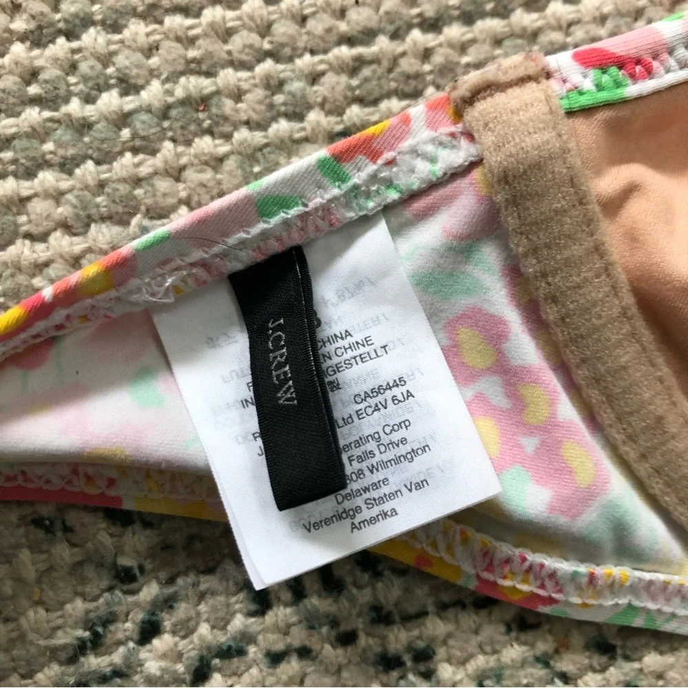 J. Crew Pink Floral Ruffle Triangle Bikini Top